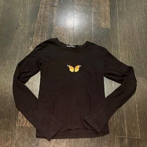 Brandy Melville black long sleeve with butterfly